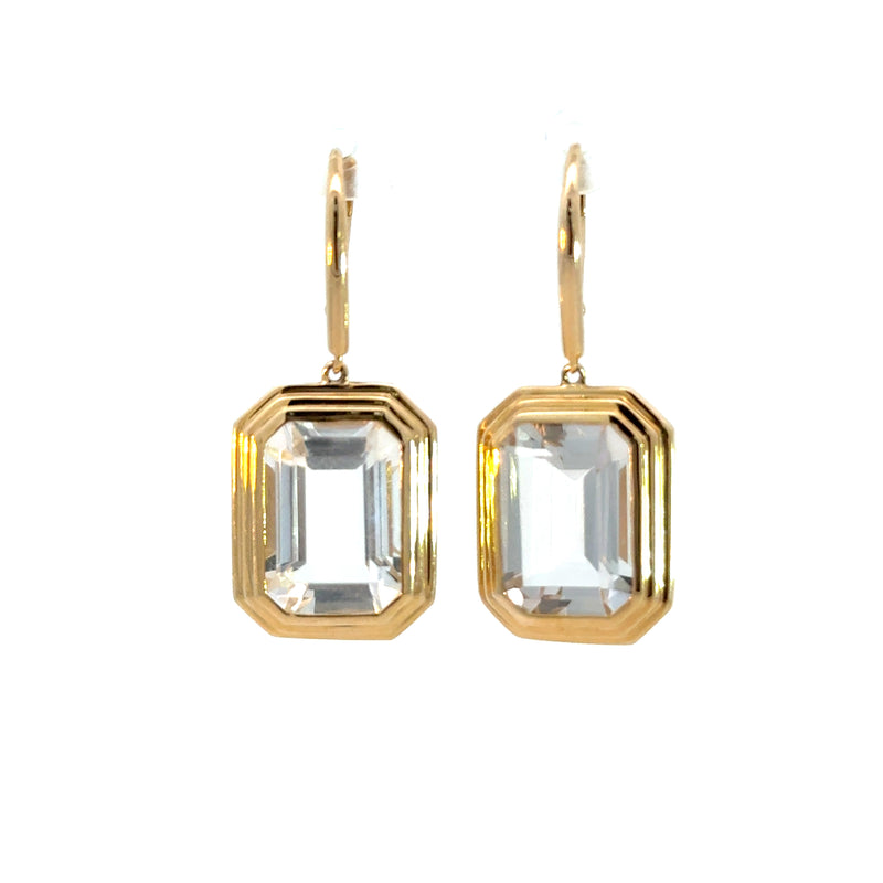 White Topaz Bezel-Set Earrings