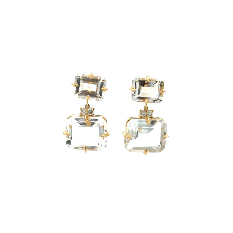 White Topaz in Yellow Gold Earrings