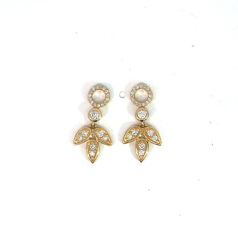 Diamond Leaf Earring Charms with Diamond Loops