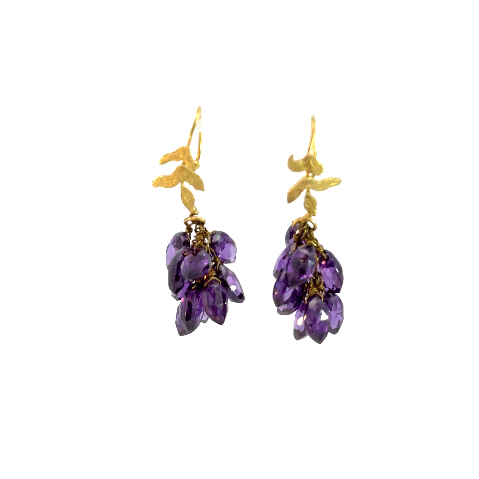 Purple Zircon Grape Cluster Earrings