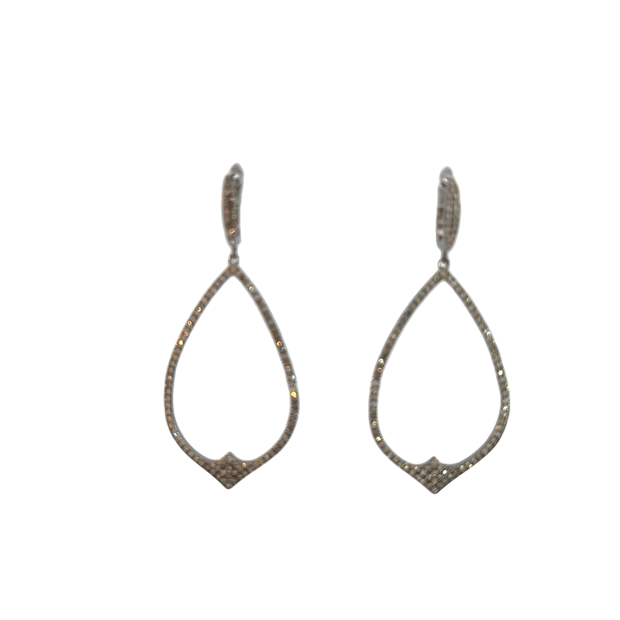 Oxidized Silver and Diamond Drop Earrings