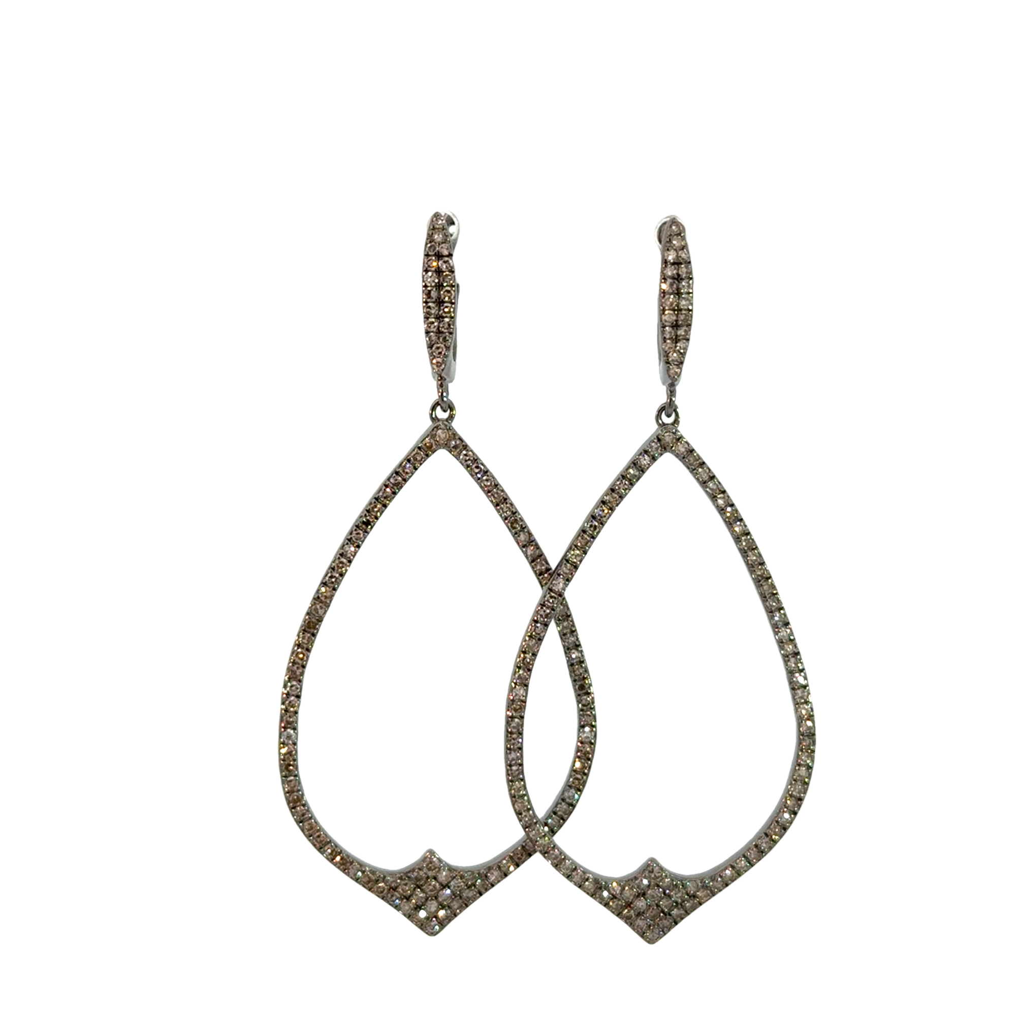 Oxidized Silver and Diamond Drop Earrings