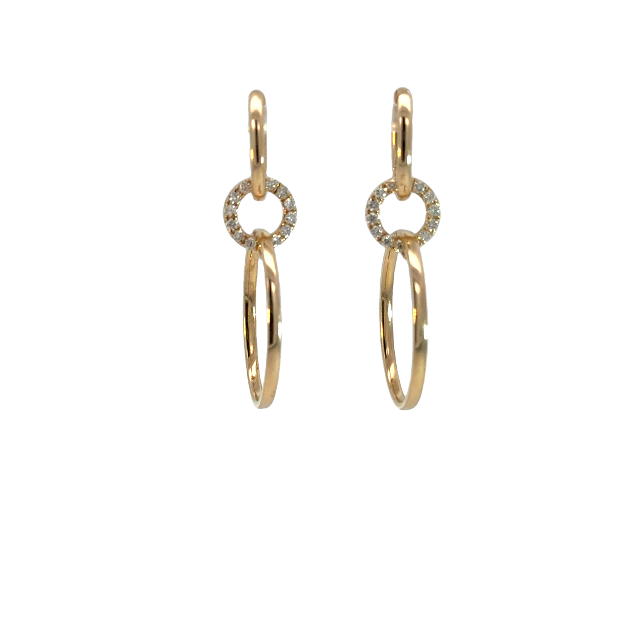 Oval Hoop And Pave Circle Drop Earrings