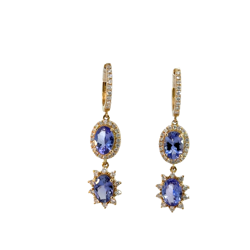 Ceylon Sapphire and Diamond Halo Earrings