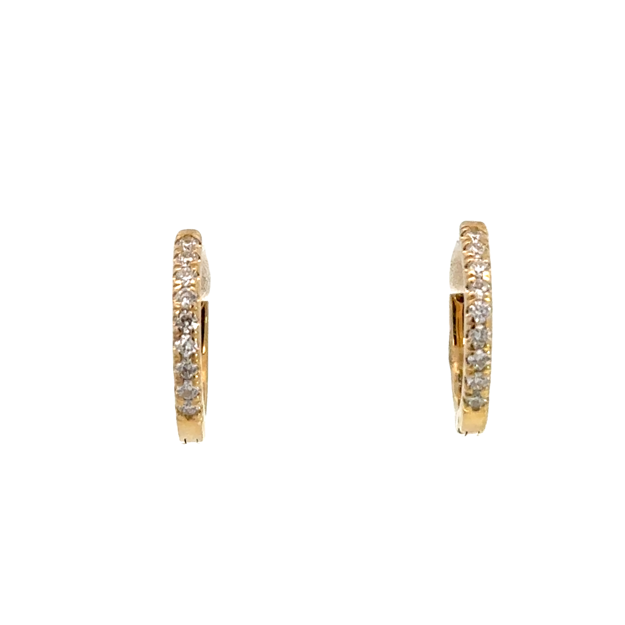 14K Yellow Gold Pave Diamond Huggies