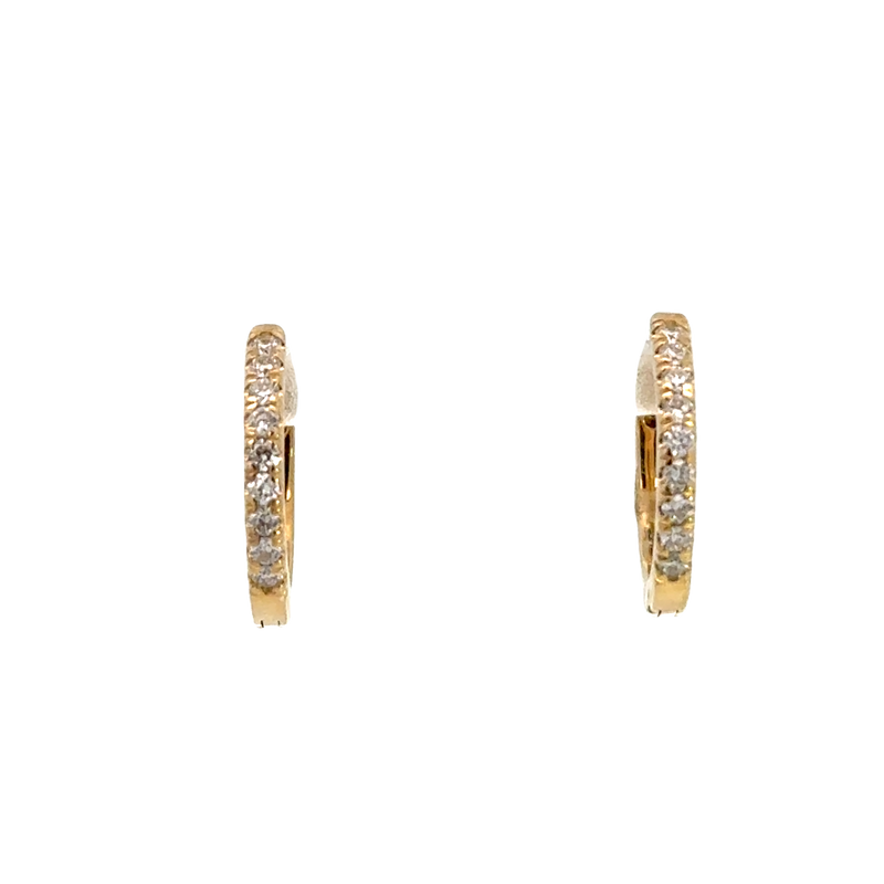 14K Yellow Gold Pave Diamond Huggies