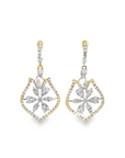 18k Yellow and White Gold Full Cut Diamond Earrings