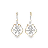 18k Yellow and White Gold Full Cut Diamond Earrings