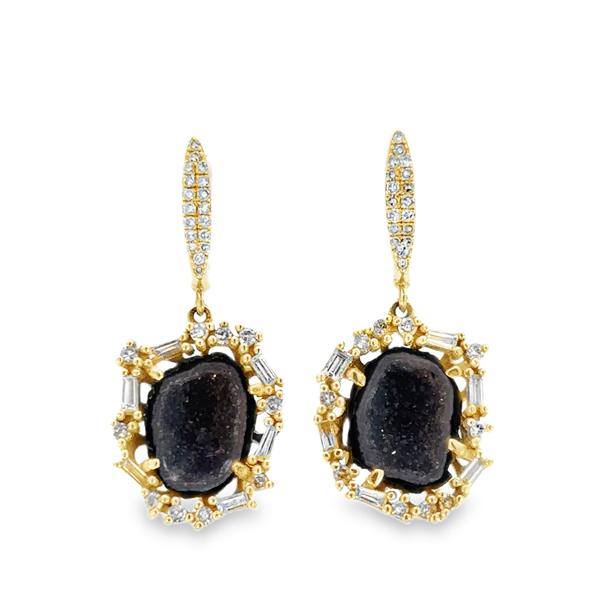 Geode and Diamond Drop Earring