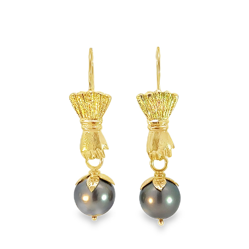 Leaf Capped Pearl Earring Charms