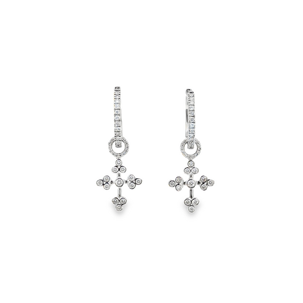 Maltese Cross Earring Charms in White Gold with Diamonds