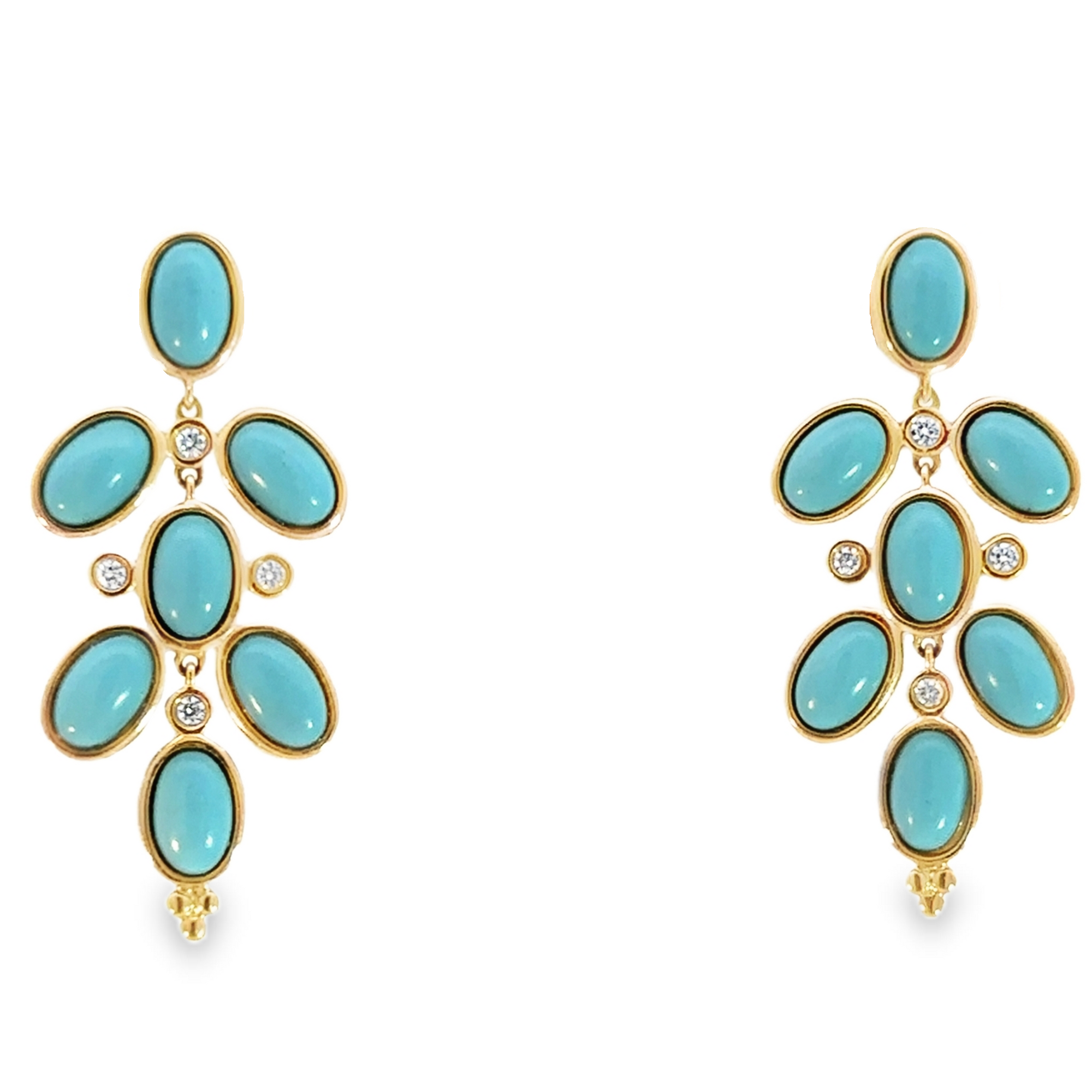 Turquoise, Diamond and 14k Gold Earrings