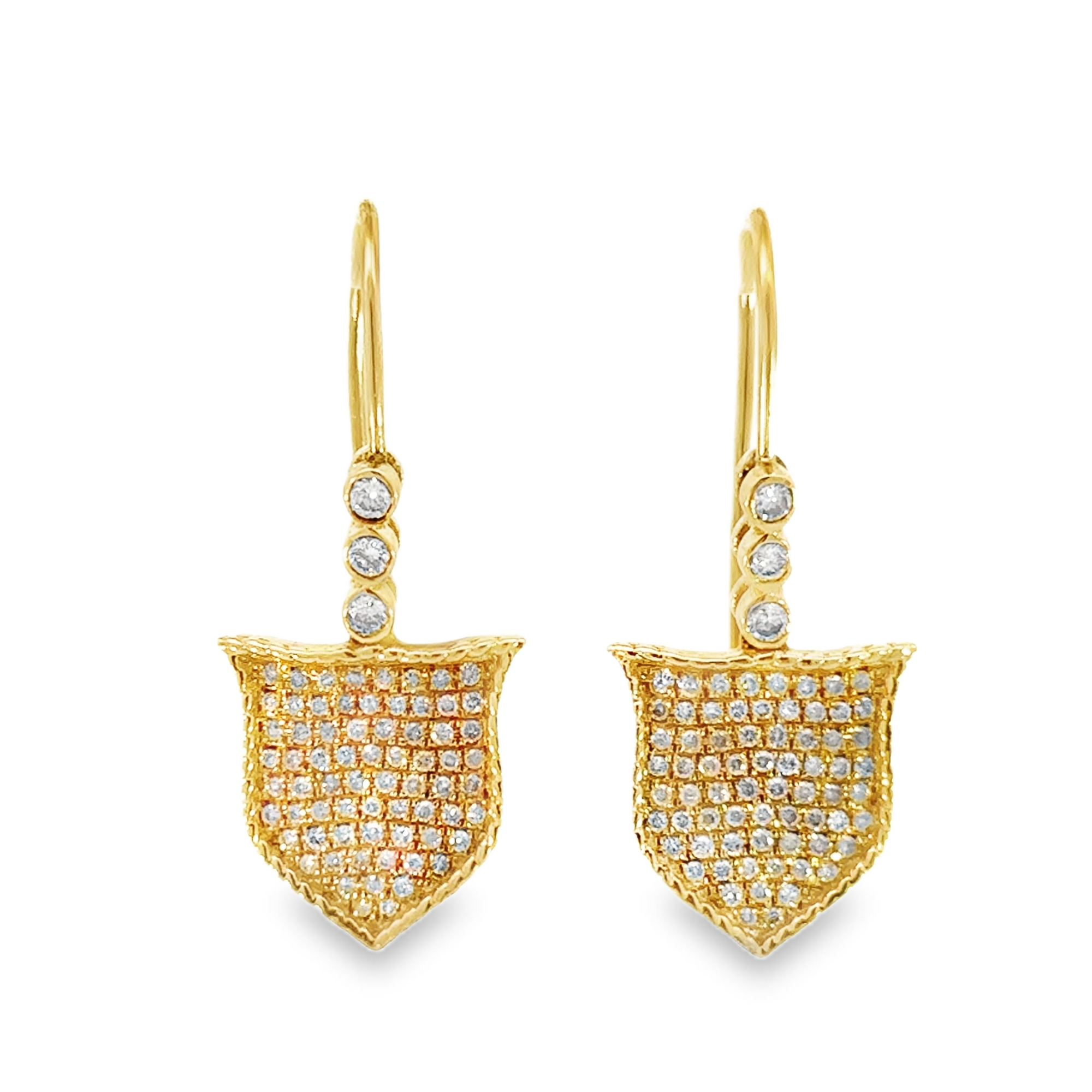 Pave Diamond 18k Royal Shield Earrings