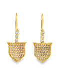 Pave Diamond 18k Royal Shield Earrings