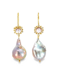 Pink Tourmaline, Pearl and Diamond Drop Earrings