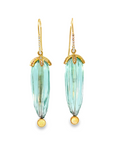 Carved Quartz Earring with Diamonds and Opal