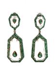 Emerald and Diamond Cut Crystal Earrings
