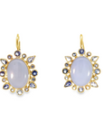 Chalcedony and Tanzanite Halo Earrings