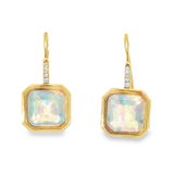 Princess cut Opal and Diamond Earrings