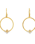 Round Open Twist Circle Drop Earrings with Diamonds