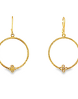 Round Open Twist Circle Drop Earrings with Diamonds