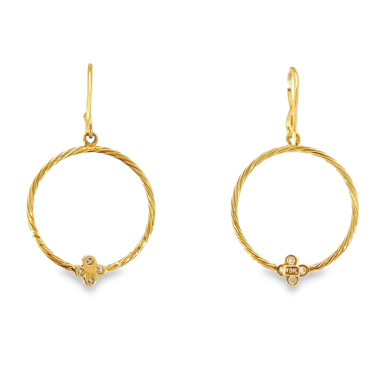 Round Open Twist Circle Drop Earrings with Diamonds