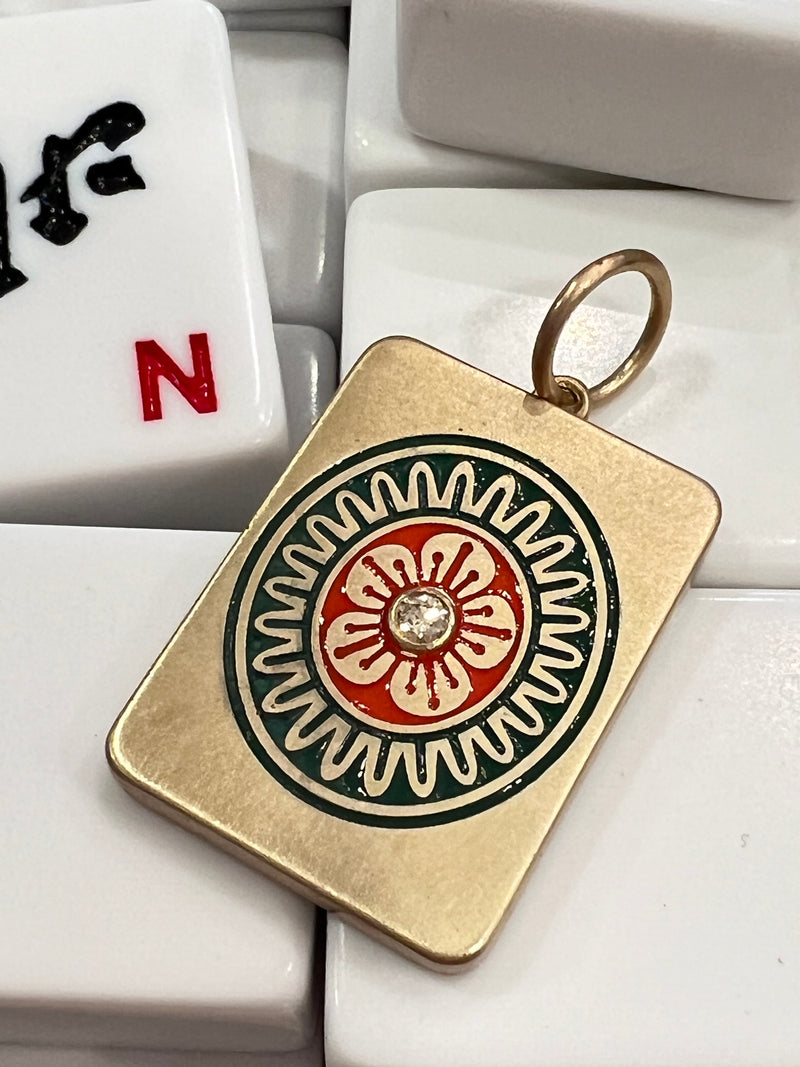 Mahjong Tile Flower Pendant