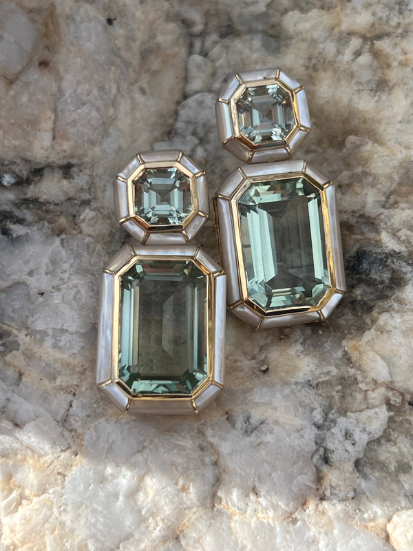 Green Amethyst and Mother of Pearl Earrings