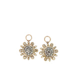 Oxidized Silver, Gold and Diamond Flower Starburst Charms