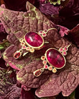 Ruby Cabochon and Garnet Earrings