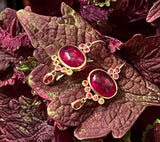 Ruby Cabochon and Garnet Earrings