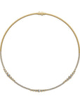 Round cut Diamond Yellow Gold Multi Graduated Tennis Necklace
