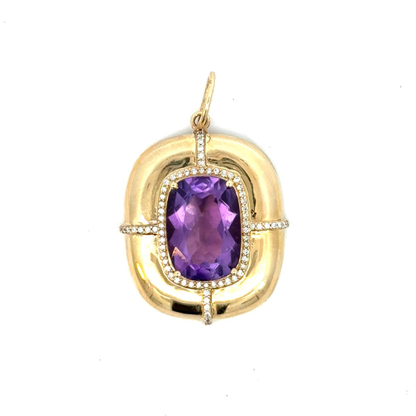 Purple Amethyst and Yellow Gold Pendant