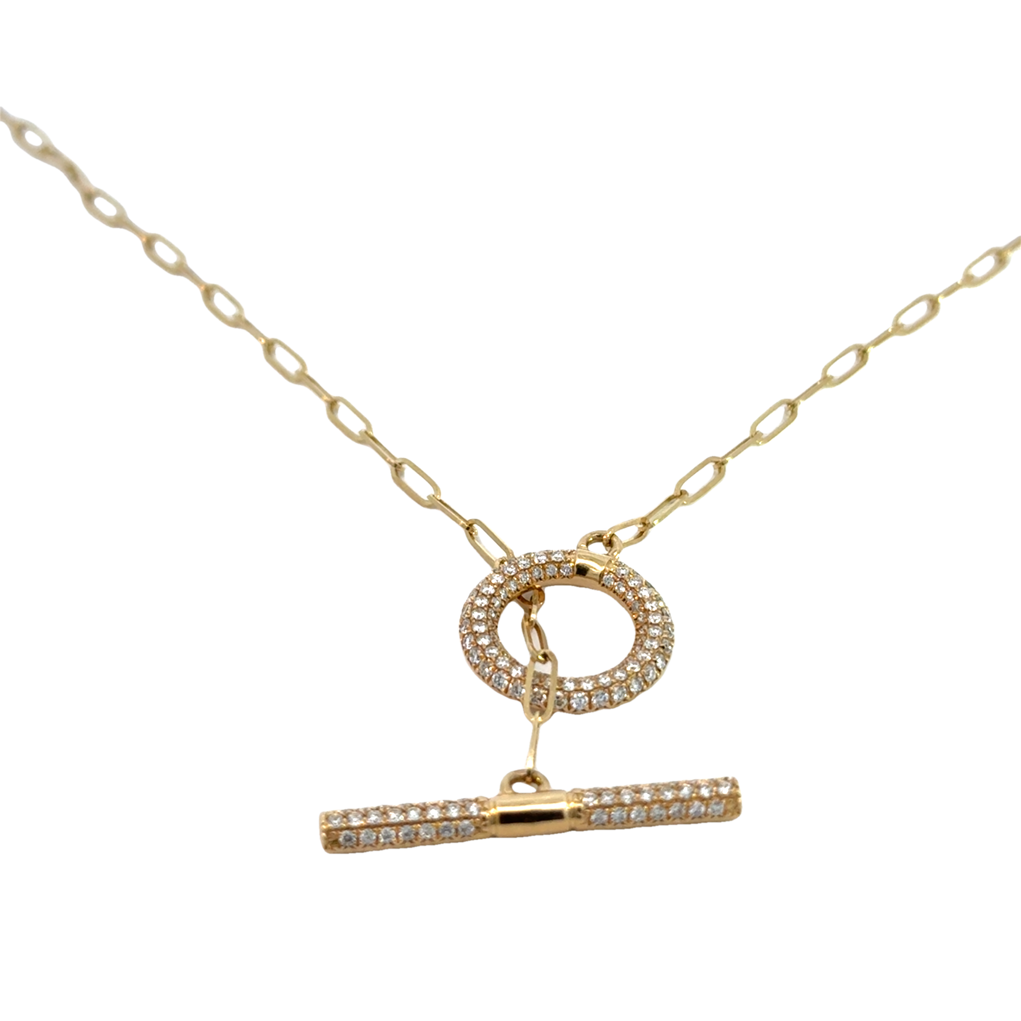 Gold Chain with Pave Diamond Toggle Chain