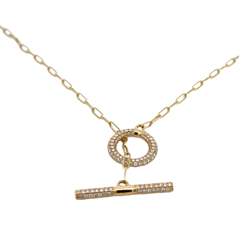 Gold Chain with Pave Diamond Toggle Chain