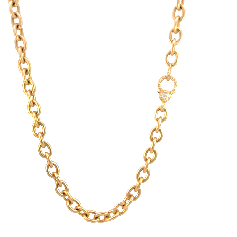 Satin Finish Gold and Diamond Link Clasp Necklace