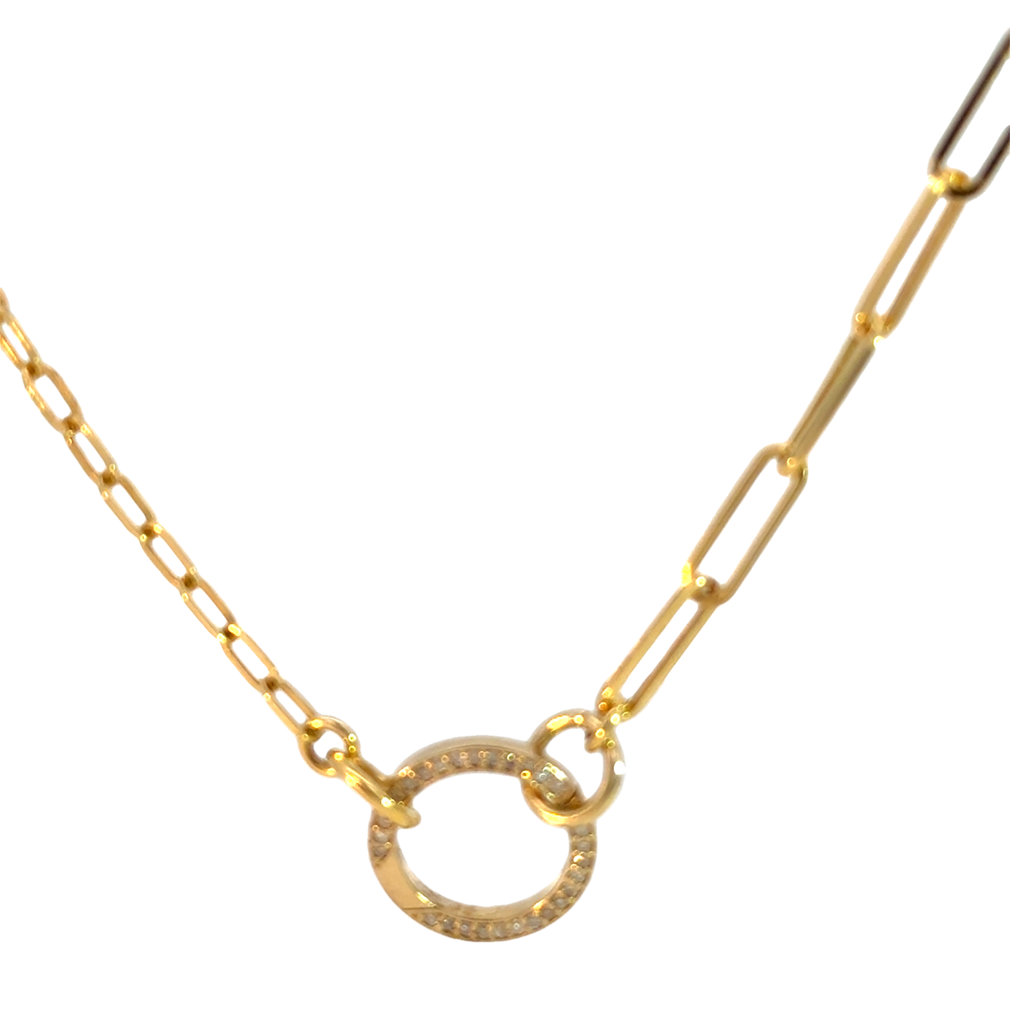 Multi Size Gold Link Necklace with Carabiner Clasp