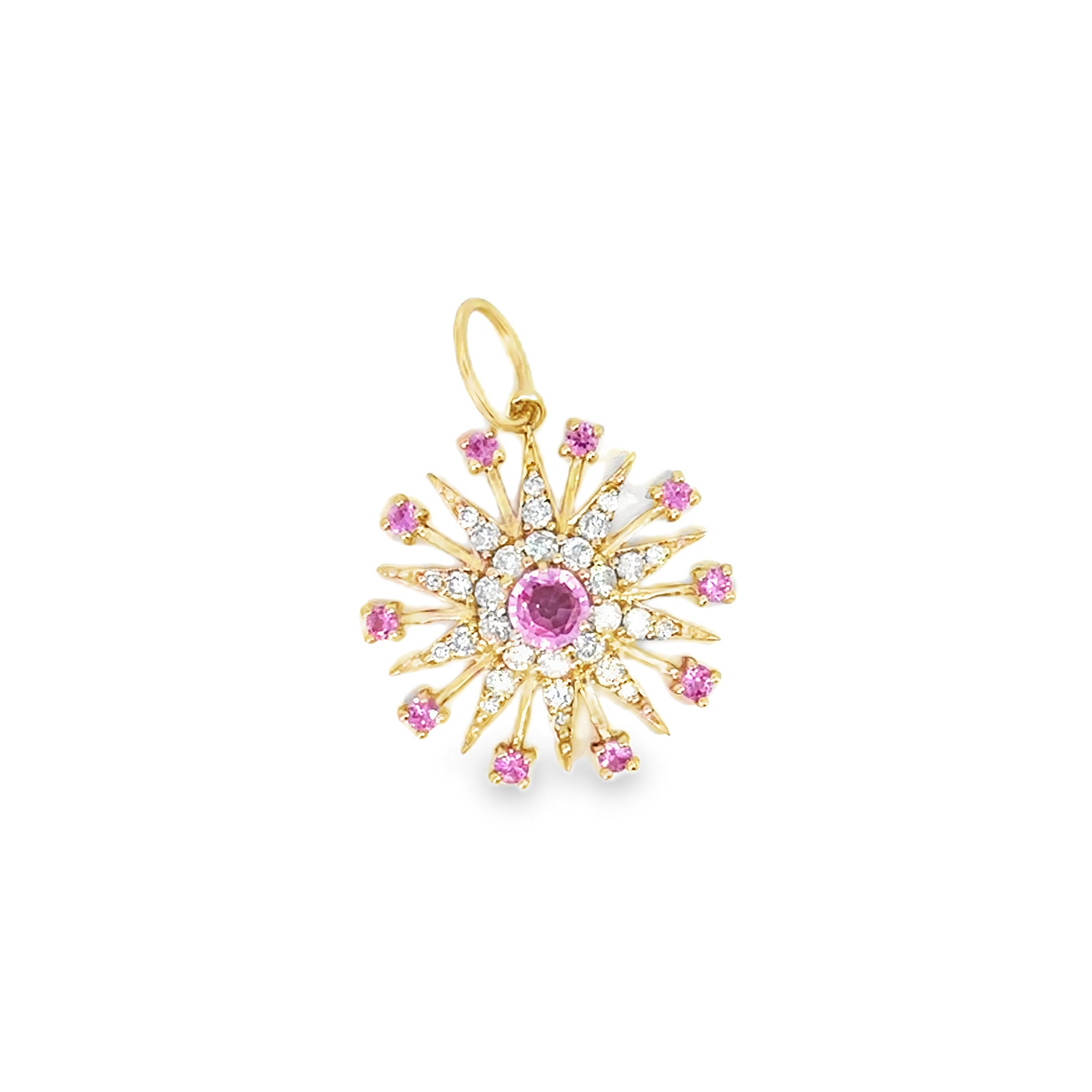 Pink Sapphire and Diamond Starburst Pendant