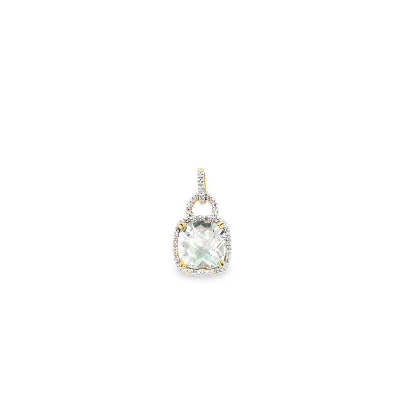 Cushion Cut Green Amethyst Pendant