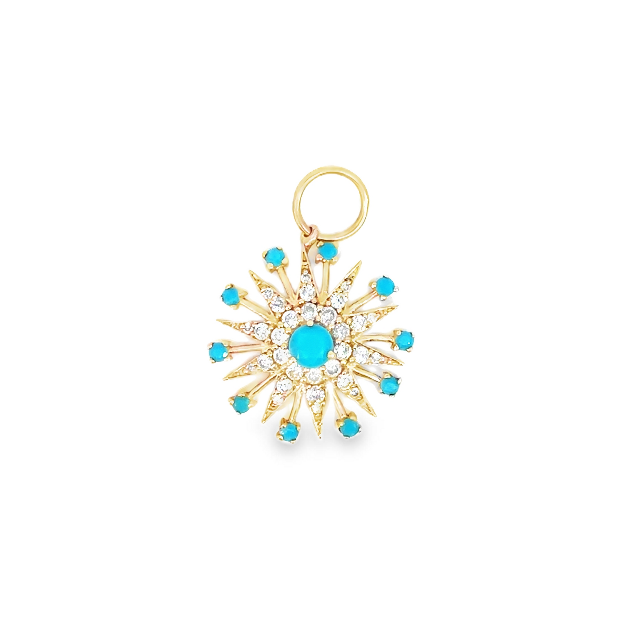 Sleeping Beauty Turquoise and Diamond Starburst Pendant