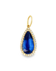 Sapphire Drop Pendant with Diamond Halo