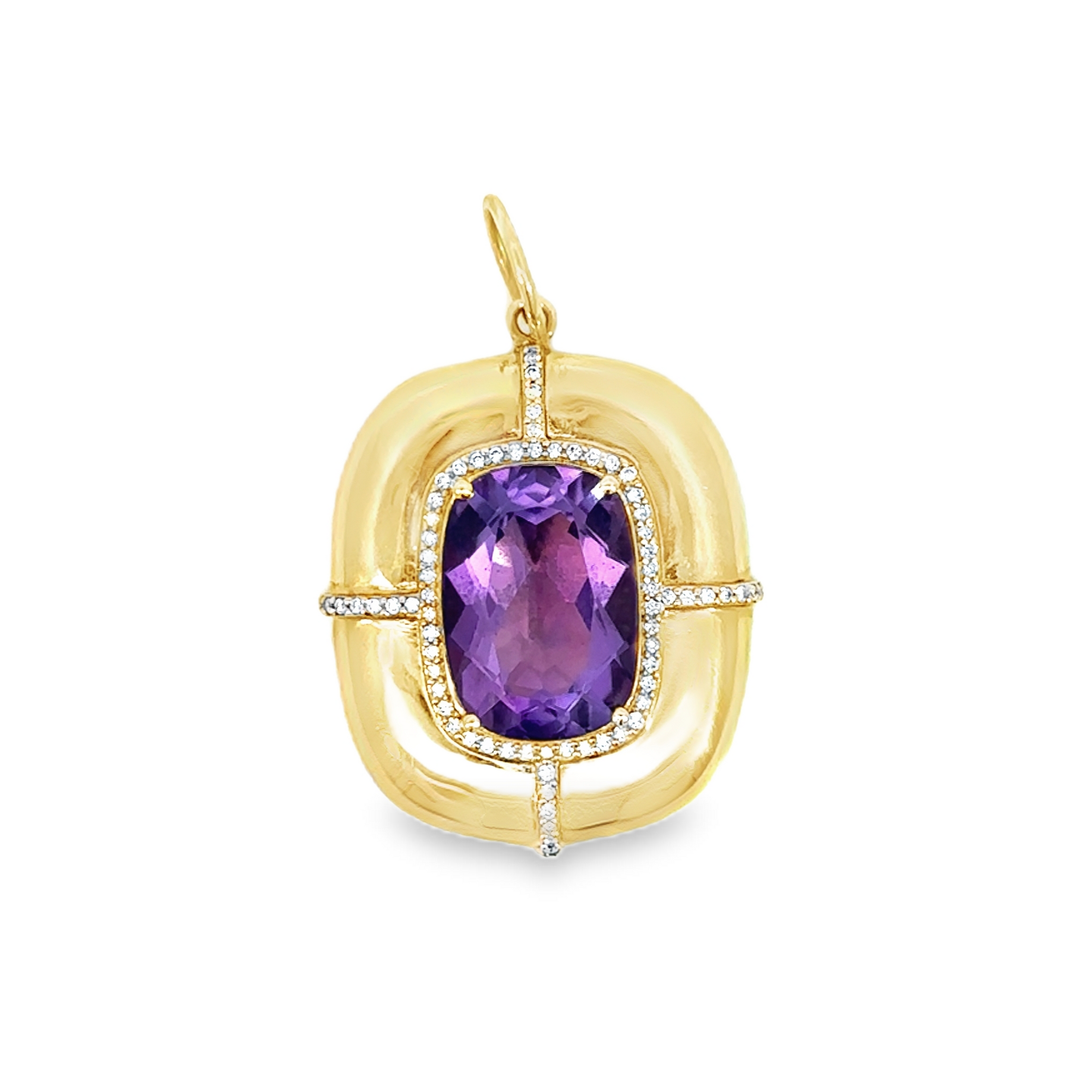 Purple Amethyst and Yellow Gold Pendant