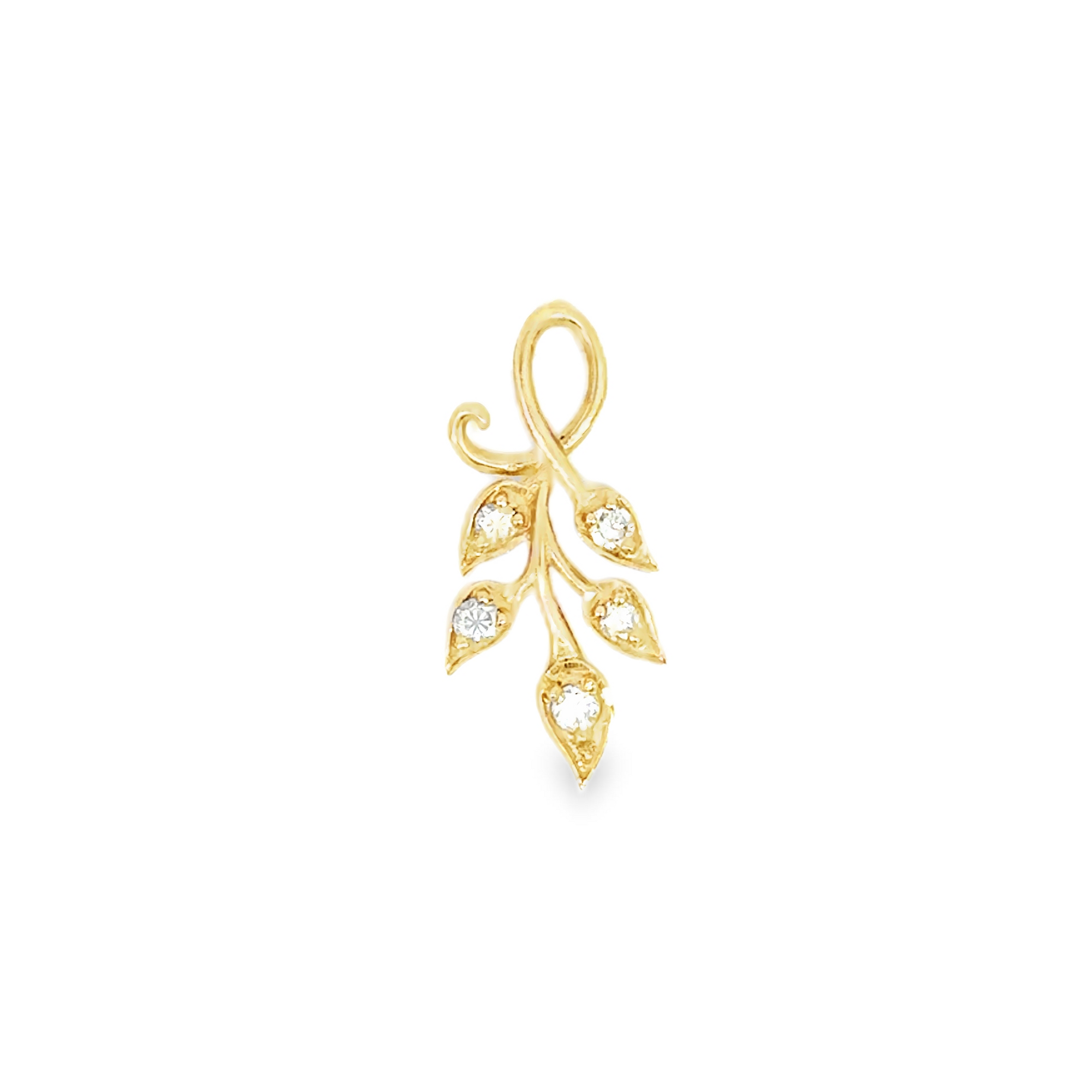 Sculpted Leaf Pendant with Diamonds