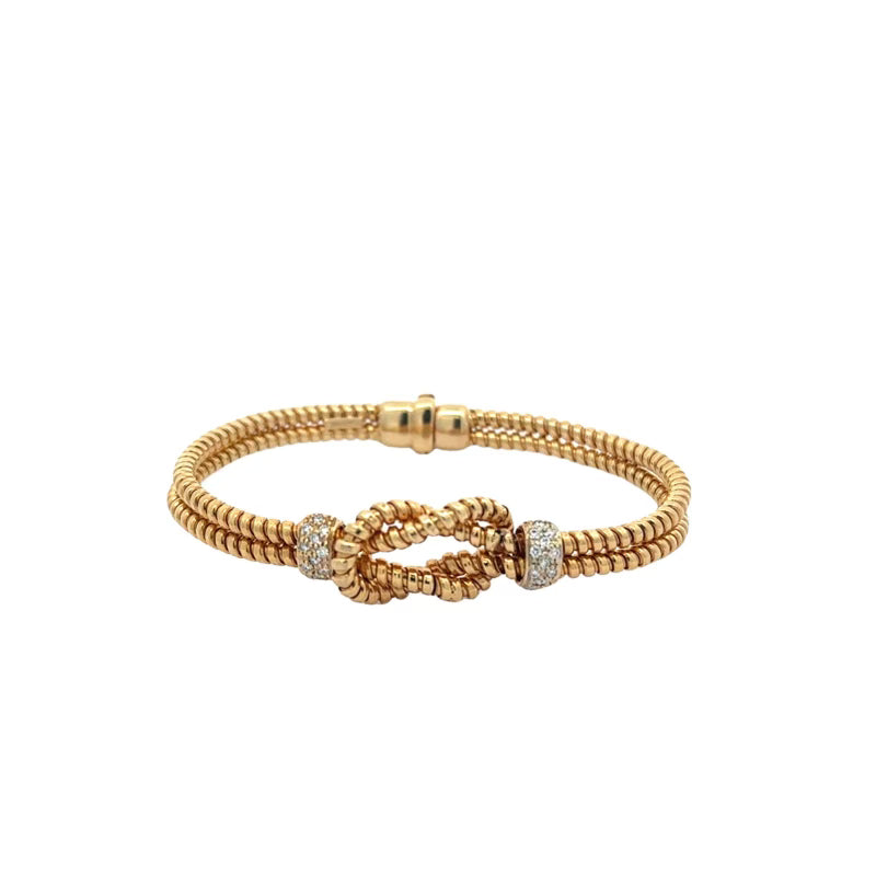 14k Yellow Gold and Diamond Cable Knot Bracelet