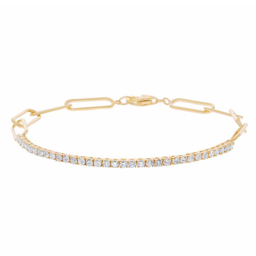 Tennis Bracelet With Paperclip Chain