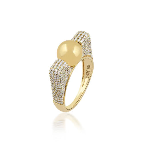 Pave Diamond Contemporary Spinning Ball Ring