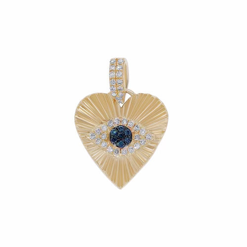 Mini Diamond and Sapphire Fluted Heart Pendant