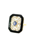 Diamond Tableau Ring with Blue Sapphire