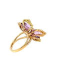 Blossom Motif Ring with Purple Sapphires