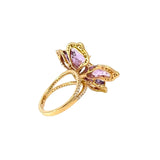 Blossom Motif Ring with Purple Sapphires